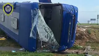 Последствия аварии автобуса и грузового фургона в Пружанском районе