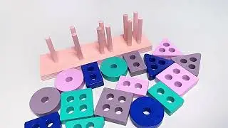 Montessori Toy Wooden Building Blocks Early Learning Educational Toys Color Shape Match Kids Puzzle