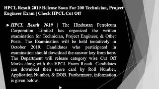 HPCL Result 2019 & Cut Off For Project Engineer, Technician & Other Post