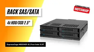 MB324SP-B | Boîtier pour 4 HDD/SSD SAS/SATA  avec fonction Hot Swap pour baie 5.25