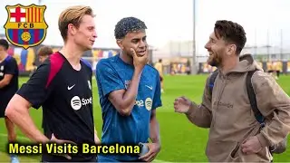 Lionel Messi Visits Barcelona Training Ciudad Joan Gamper With Friends
