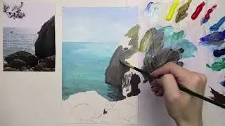 Солнечный крымский пейзаж. Демоверсия урока по рисованию акрилом