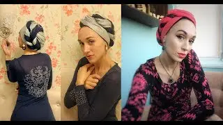 Тюрбан № 200 с мысиком и со жгутами. Кто любит открывать лоб в тюрбанах. How to tie head scarf