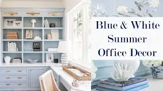 Blue and White Summer Office Decor | Chinoiserie Home Decor