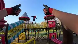 Spider-Man Playground Chase: Running & Sliding POV Video!