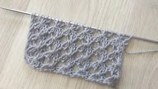 Ажурный узор Сетка. Вязание спицами. Openwork pattern Knitting.