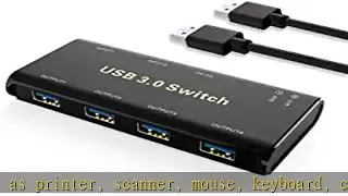 USB 3.0 Switch Selector,ABLEWE KVM Switcher Adapter 4 Port USB Peripheral Switcher Box Hub for Mous