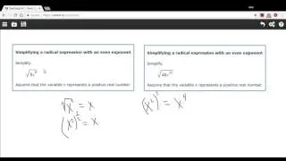 Simplifying a radical expression with an even exponent