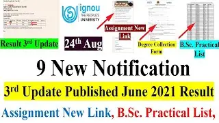 IGNOU June 2021 Result 3rd Update Published || 9 New Notification Released for IGNOU Students