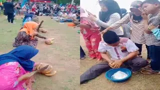 ACARA LOMBA AGUSTUSAN EMAK EMAK KUPAS KELAPA, BAPAK BAPAK MARUT KELAPA