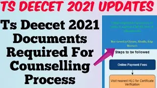 TS DEECET 2021 Required Documents for Certificate Verification//TS DEECET 2021 Counselling Dates