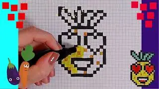 Pixel Art hecho a mano Como dibujar en papel cuadriculado paso a paso piña 🍍