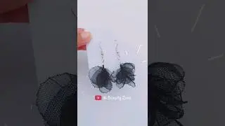 Let's Make Earrings From Net Fabric 🖤✨️ #shorts #diy #youtubeshorts