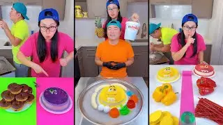 Grimace cake vs M&M's cake ice cream challenge!🍨 
