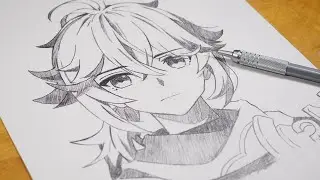 Anime Sketch | How to Draw Kazuha | Genshin Impact