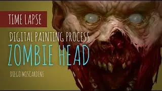Eddie, the ZOMBIE Head | PHOTOSHOP TIME LAPSE - Digital Painting