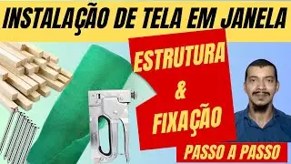 Instalação de tela contra insetos com estrutura de madeira em janela