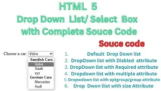 HTML 5: Drop Down List || Select Box in HTML 5 with Souce Code # html# select # SudiptaSir Tutorial
