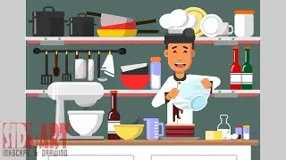 Inkscape Speed Drawing: Creating a Kitchen Scene & Cake Vector Illustration