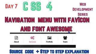 Navigation Menu in Html and Css with Favicon and Font Awesome | Menu Bar with Icons