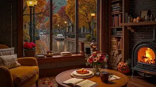 [OCTOBER RAIN] 🍂 Soft Jazz Piano with Cozy Autumn Ambience and Candlelight Glow for Work and Reading