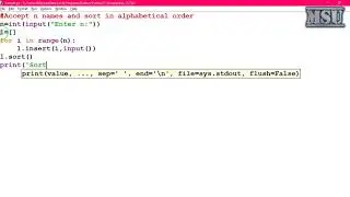 GE8161 Problem Solving and python Programming Laboratory 20   Accept n names and sort