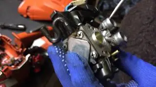 Husqvarna.Повышений холостой.Ремонт карбюратора.регулировка карбюратора