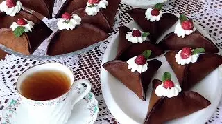 Шоколадные🍫 блинчики с кремом✨ /// Unusual Chocolate pancakes with Cream!