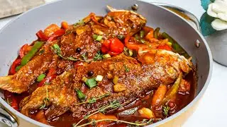 Easy Jamaican Brown Stew Fish with Red Snapper.