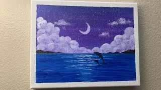 Painting Challenge #010 | Acrylic Painting for Beginners | Wow Art inspired | Dolphins and ocean