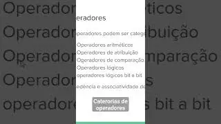 Categorias de operadores na Linguagem C