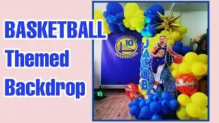 How to make Basketball Backdrop with a Balloon Garland / Basketball Decoration Ideas for Birthday