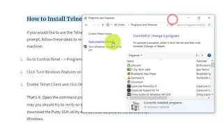 How to Install Telnet in Windows