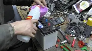 Dry-charged battery. Correct electrolyte filling