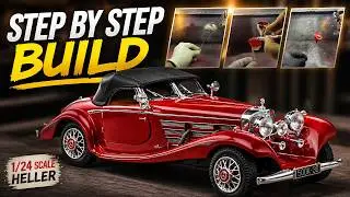 🚗🖌️ Building 1M valued car Mercedes Special 500K Roadster by Heller 1/24 Model kit Step by Step