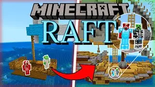 Two Players Simulate Raft in Minecraft