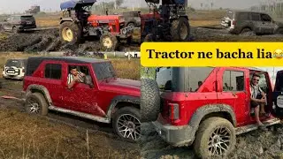 Thar Roxx mud test done in Khet✅|tractor ने जान बचाई आज तो🙏।