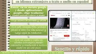 Para idiomas: traducir a español pdf, imágenes/fotos de libros, audios/vídeos en idioma extranjero.