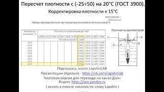 Пересчет плотности с 20 на 15 гр.ц. И приведение плотности к 20 гр.ц по ГОСТ 3900. Плотность