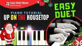 Up on the Housetop - Easy Christmas Piano Duet I Sheet Music for Beginners PDF I SLOW Tutorial