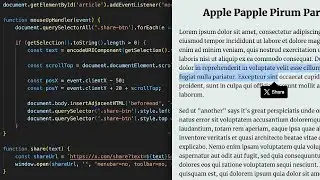 Get selected text and cursor position to show share popup dialog with JavaScript