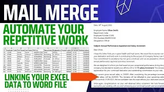 Mail Merge | Connect Excel data to Word Document | Reduce repetitive work