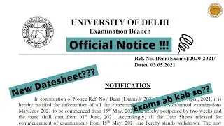 Official Notice I Delhi University Exam May 2021 Postponed I Regular I NCWEB I SOL