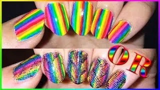 Rainbow OR Rainbow + Holo?  Easy mani for beginners & short nails!