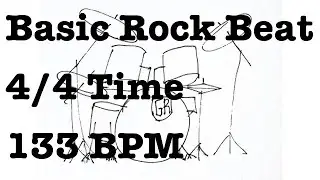 Basic Rock Drum Beat - 133 BPM - 4/4 Time - Metronome Loop 133BPM - Rock Beat - Drum Backing Track