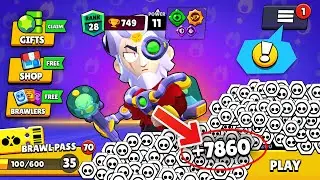 I Got 7860 TOKENS NONSTOP With STUNTSHOW! 35 TIERS Brawl Pass + Box Opening - Brawl Stars