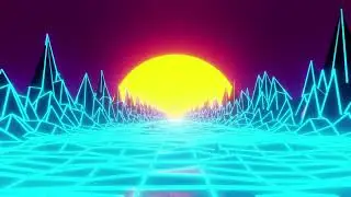 Neon Grid Sunset Loop Background 4K 🌅 Synthwave Aesthetic Background | TV Screensaver Gaming VJ Loop