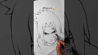 how to draw Sasuke Uchiha in 5sec, 5min, 2hours #shorts