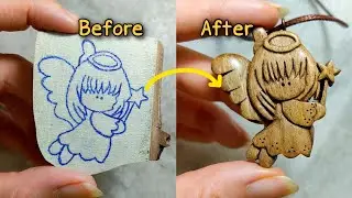 Carving a Beautiful Tiny Angel from Walnut Wood🧚🏻😇✨| Wood Carving Tutorial
