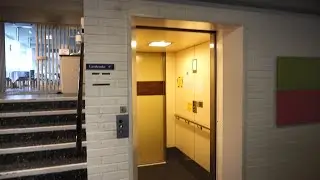 Super rare 1967? Superfos hydraulic elevator with special doors @ Lendemosevej 2, Nærum, Denmark
